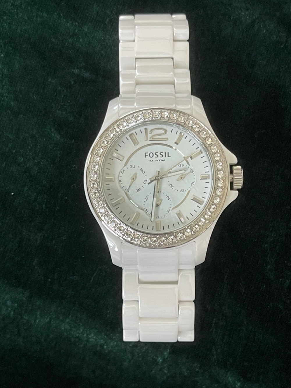 Fossil White Ceramic Watch with Crystal Accents - Picture 2 of 8